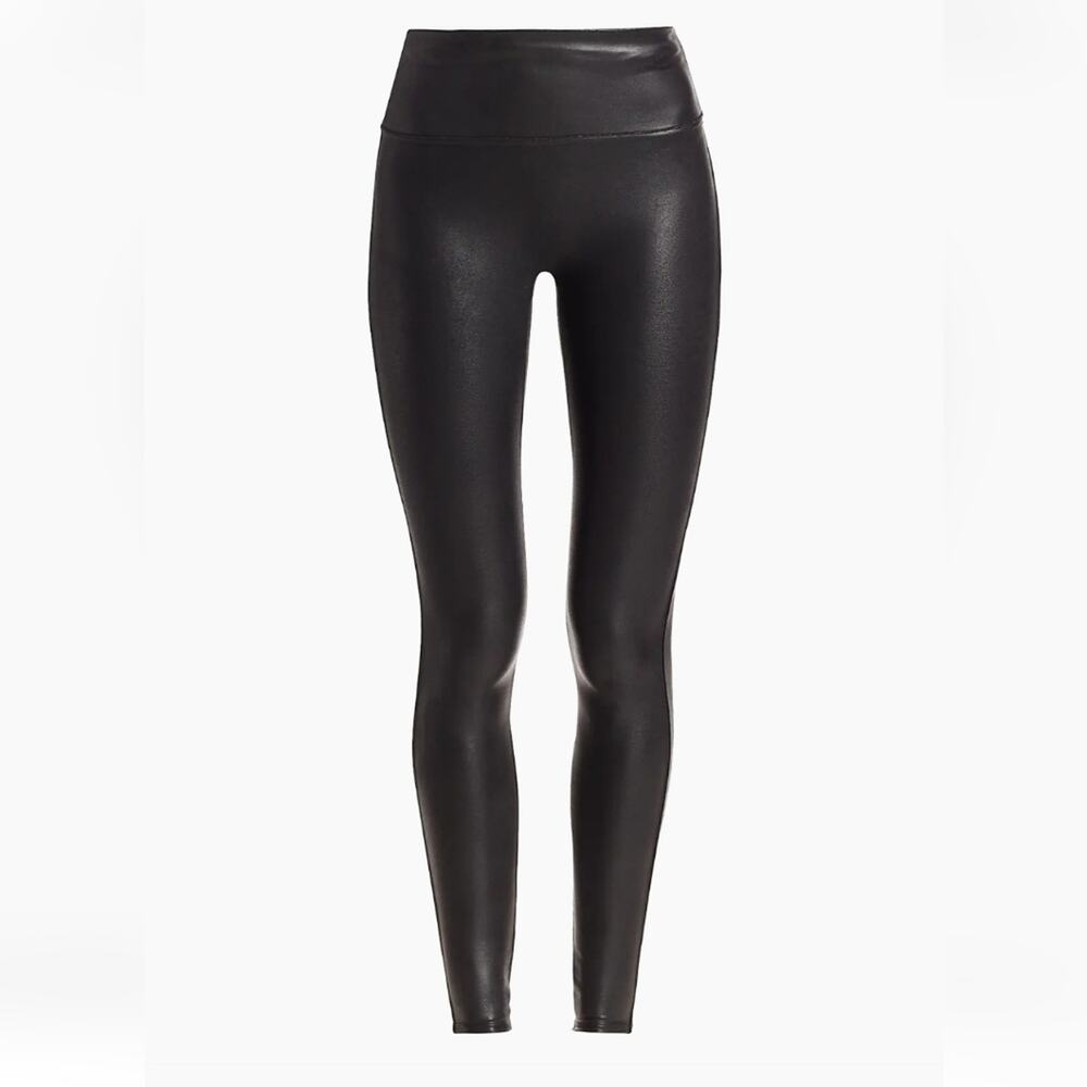 SPANX Black Faux Leather Leggings Large